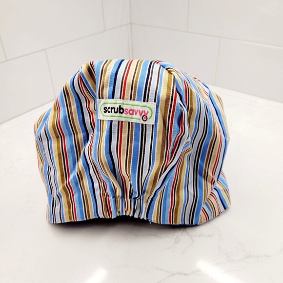 Doctor Nurse Dog Print Stripe REVERSIBLE Scrub Cap Bouffant Medical Surgery Hat - Picture 4 of 15